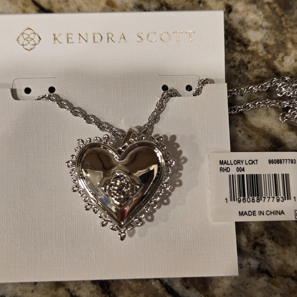 Kendra Scott Silver Heart Mallory Locket Necklace - BNWT